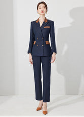 Nautical-Inspired Contrast Trim PantSuit Set